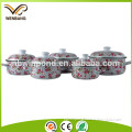 metal lid cooking sets with full decal printing, customized enamel steel cookware